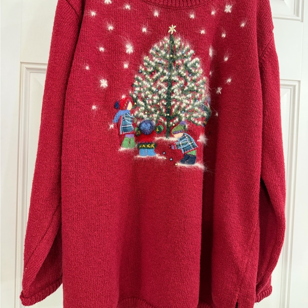 Festive Red Christmas Tree Sweater